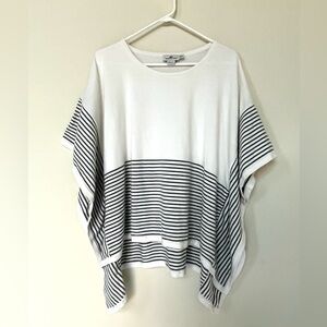 Vineyard Vines ~ 100% Knit Cotton Poncho ~ Cream & Gray ~ Oversized Small